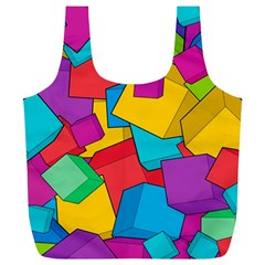 Abstract Cube Colorful  3d Square Pattern Full Print Recycle Bag (xl) by Cemarart