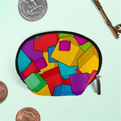 Abstract Cube Colorful  3d Square Pattern Accessory Pouch (small) by Cemarart