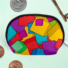 Abstract Cube Colorful  3d Square Pattern Accessory Pouch (medium) by Cemarart