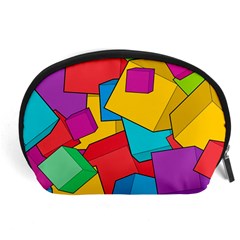 Abstract Cube Colorful  3d Square Pattern Accessory Pouch (large) by Cemarart