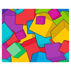 Abstract Cube Colorful  3d Square Pattern Two Sides Premium Plush Fleece Blanket (medium) by Cemarart