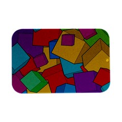 Abstract Cube Colorful  3d Square Pattern Open Lid Metal Box (silver)   by Cemarart