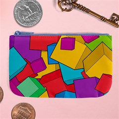 Abstract Cube Colorful  3d Square Pattern Large Coin Purse by Cemarart