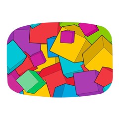 Abstract Cube Colorful  3d Square Pattern Mini Square Pill Box by Cemarart