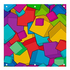 Abstract Cube Colorful  3d Square Pattern Banner And Sign 4  X 4  by Cemarart