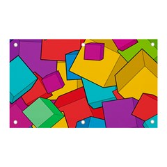 Abstract Cube Colorful  3d Square Pattern Banner And Sign 5  X 3  by Cemarart