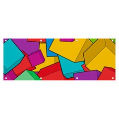 Abstract Cube Colorful  3d Square Pattern Banner And Sign 8  X 3  by Cemarart