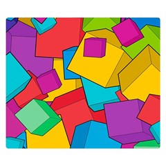 Abstract Cube Colorful  3d Square Pattern Premium Plush Fleece Blanket (small) by Cemarart