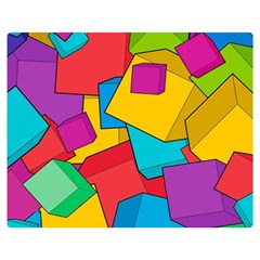 Abstract Cube Colorful  3d Square Pattern Premium Plush Fleece Blanket (medium) by Cemarart