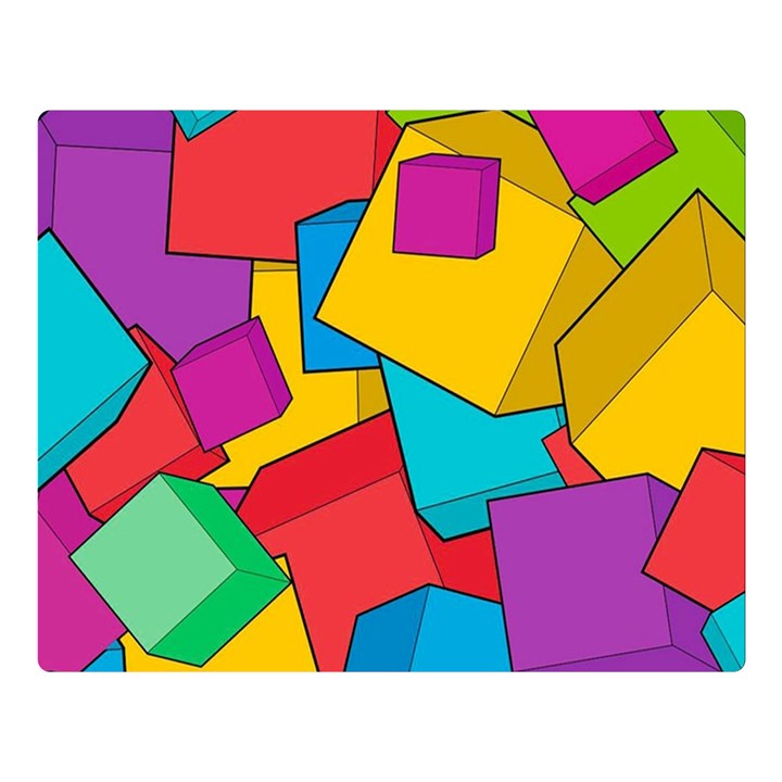 Abstract Cube Colorful  3d Square Pattern Premium Plush Fleece Blanket (Large)