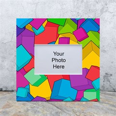 Abstract Cube Colorful  3d Square Pattern White Box Photo Frame 4  X 6  by Cemarart