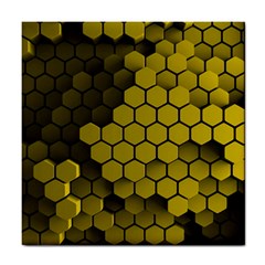 Yellow Hexagons 3d Art Honeycomb Hexagon Pattern Tile Coaster by Cemarart