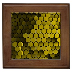 Yellow Hexagons 3d Art Honeycomb Hexagon Pattern Framed Tile by Cemarart