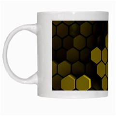 Yellow Hexagons 3d Art Honeycomb Hexagon Pattern White Mug by Cemarart