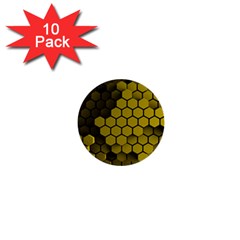 Yellow Hexagons 3d Art Honeycomb Hexagon Pattern 1  Mini Buttons (10 Pack)  by Cemarart