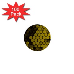 Yellow Hexagons 3d Art Honeycomb Hexagon Pattern 1  Mini Buttons (100 Pack)  by Cemarart