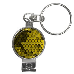 Yellow Hexagons 3d Art Honeycomb Hexagon Pattern Nail Clippers Key Chain by Cemarart