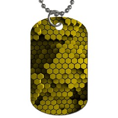 Yellow Hexagons 3d Art Honeycomb Hexagon Pattern Dog Tag (one Side) by Cemarart