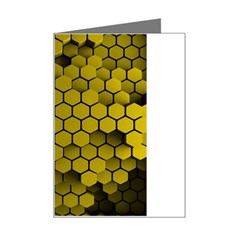 Yellow Hexagons 3d Art Honeycomb Hexagon Pattern Mini Greeting Card by Cemarart