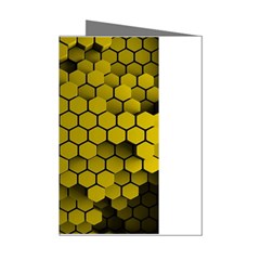 Yellow Hexagons 3d Art Honeycomb Hexagon Pattern Mini Greeting Cards (pkg Of 8) by Cemarart