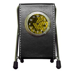 Yellow Hexagons 3d Art Honeycomb Hexagon Pattern Pen Holder Desk Clock by Cemarart