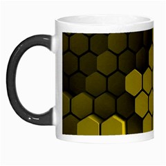 Yellow Hexagons 3d Art Honeycomb Hexagon Pattern Morph Mug by Cemarart