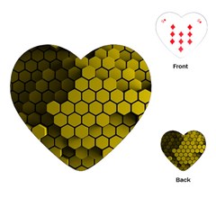 Yellow Hexagons 3d Art Honeycomb Hexagon Pattern Playing Cards Single Design (heart)