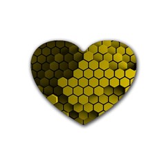 Yellow Hexagons 3d Art Honeycomb Hexagon Pattern Rubber Heart Coaster (4 Pack) by Cemarart