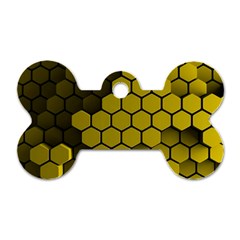 Yellow Hexagons 3d Art Honeycomb Hexagon Pattern Dog Tag Bone (one Side) by Cemarart