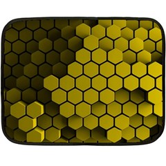 Yellow Hexagons 3d Art Honeycomb Hexagon Pattern Two Sides Fleece Blanket (mini) by Cemarart