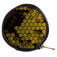 Yellow Hexagons 3d Art Honeycomb Hexagon Pattern Mini Makeup Bag by Cemarart