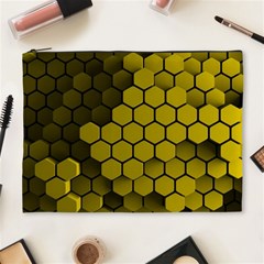 Yellow Hexagons 3d Art Honeycomb Hexagon Pattern Cosmetic Bag (xl) by Cemarart