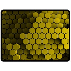 Yellow Hexagons 3d Art Honeycomb Hexagon Pattern Fleece Blanket (large) by Cemarart