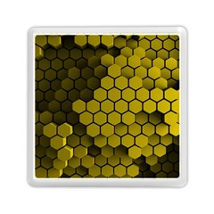 Yellow Hexagons 3d Art Honeycomb Hexagon Pattern Memory Card Reader (square) by Cemarart