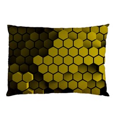 Yellow Hexagons 3d Art Honeycomb Hexagon Pattern Pillow Case (two Sides) by Cemarart