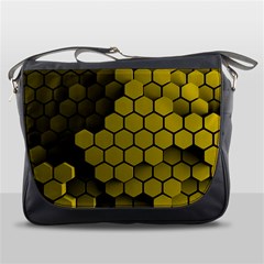 Yellow Hexagons 3d Art Honeycomb Hexagon Pattern Messenger Bag by Cemarart