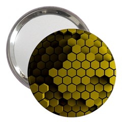 Yellow Hexagons 3d Art Honeycomb Hexagon Pattern 3  Handbag Mirrors by Cemarart