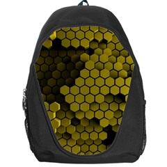 Yellow Hexagons 3d Art Honeycomb Hexagon Pattern Backpack Bag by Cemarart