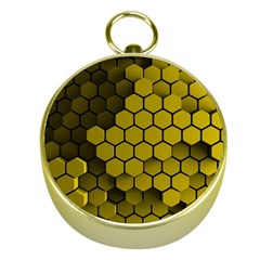 Yellow Hexagons 3d Art Honeycomb Hexagon Pattern Gold Compasses by Cemarart