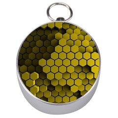 Yellow Hexagons 3d Art Honeycomb Hexagon Pattern Silver Compasses by Cemarart