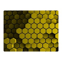 Yellow Hexagons 3d Art Honeycomb Hexagon Pattern Two Sides Premium Plush Fleece Blanket (mini) by Cemarart