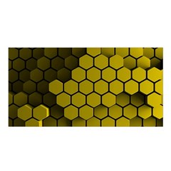 Yellow Hexagons 3d Art Honeycomb Hexagon Pattern Satin Shawl 45  X 80  by Cemarart