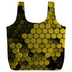 Yellow Hexagons 3d Art Honeycomb Hexagon Pattern Full Print Recycle Bag (xxxl) by Cemarart