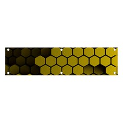 Yellow Hexagons 3d Art Honeycomb Hexagon Pattern Banner And Sign 4  X 1  by Cemarart