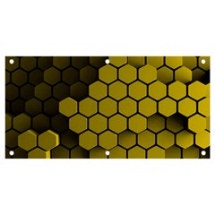 Yellow Hexagons 3d Art Honeycomb Hexagon Pattern Banner And Sign 4  X 2  by Cemarart