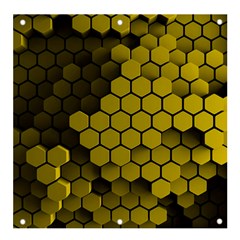 Yellow Hexagons 3d Art Honeycomb Hexagon Pattern Banner And Sign 4  X 4  by Cemarart