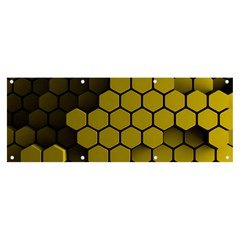 Yellow Hexagons 3d Art Honeycomb Hexagon Pattern Banner And Sign 8  X 3  by Cemarart