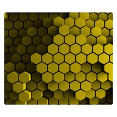 Yellow Hexagons 3d Art Honeycomb Hexagon Pattern Premium Plush Fleece Blanket (small) by Cemarart