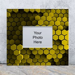 Yellow Hexagons 3d Art Honeycomb Hexagon Pattern White Wall Photo Frame 5  X 7  by Cemarart