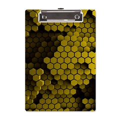 Yellow Hexagons 3d Art Honeycomb Hexagon Pattern A5 Acrylic Clipboard by Cemarart